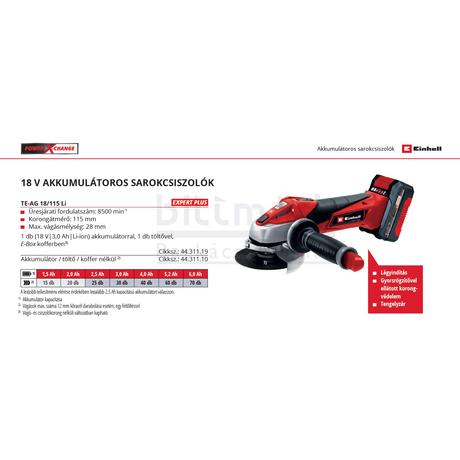 Einhell TE-AG 18 Li Solo Akkus sarokcsiszoló akku és töltő nélkül részletekkel