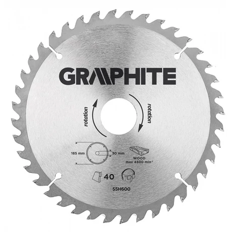 KÖRFŰRÉSZLAP GRAPHITE  55H601 185X30 Z 60 KEMÉNYFÉM